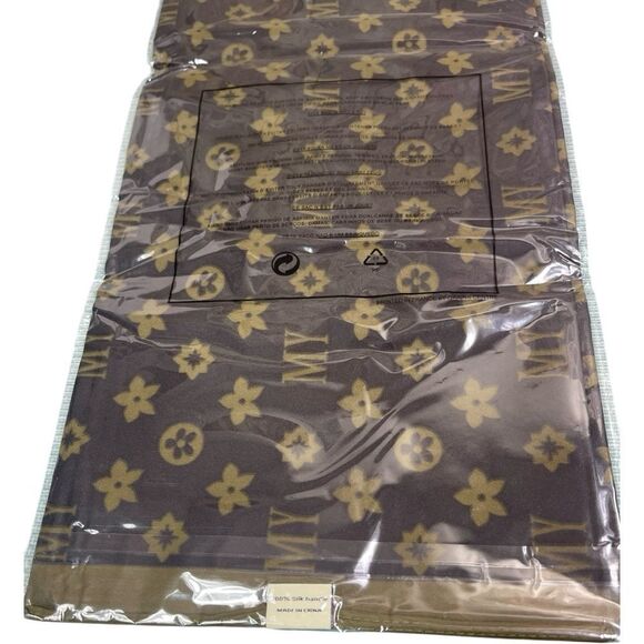 Designer Brown and Green Silk Scarf - Picture 1 of 5